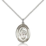 St. Sharbel Medal, Sterling Silver, Medium - 18&quot; 1.2mm Sterling Silver Chain + Clasp