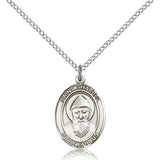 St. Sharbel Medal, Sterling Silver, Medium - 18&quot; 1.2mm Sterling Silver Chain + Clasp