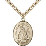 St. Lucia of Syracuse Medal, Gold Filled, Large - 24&quot; 2.4mm Gold Plated Chain + Clasp