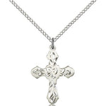 Cross Pendant, Sterling Silver - 18&quot; 1.2mm Sterling Silver Chain + Clasp