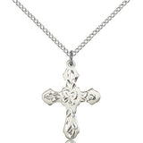 Cross Pendant, Sterling Silver - 18&quot; 1.2mm Sterling Silver Chain + Clasp