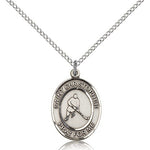 St. Christopher Ice Hockey Medal, Sterling Silver, Medium - 18&quot; 1.2mm Sterling Silver Chain + Clasp