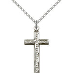 Cross Pendant, Sterling Silver - 18&quot; 1.2mm Sterling Silver Chain + Clasp