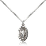 Miraculous Medal, Sterling Silver - 18&quot; 1.2mm Sterling Silver Chain + Clasp