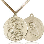Our Lady of Perpetual Help Medal, Gold Filled - 24&quot; 2.4mm Gold Plated Endless Chain