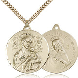 Our Lady of Perpetual Help Medal, Gold Filled - 24&quot; 2.4mm Gold Plated Endless Chain