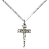 Nail Crucifix Pendant, Sterling Silver - 18&quot; 1.2mm Sterling Silver Chain + Clasp