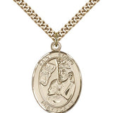 St. Edwin Medal, Gold Filled, Large - 24&quot; 2.4mm Gold Plated Chain + Clasp