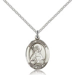 St. Bridget of Sweden Medal, Sterling Silver, Medium - 18&quot; 1.2mm Sterling Silver Chain + Clasp