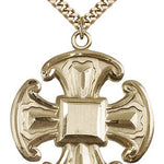 Cross Pendant, Gold Filled - 24&quot; 2.4mm Gold Plated Endless Chain