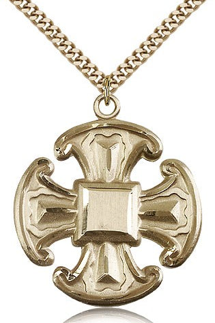 Cross Pendant, Gold Filled - 24&quot; 2.4mm Gold Plated Endless Chain