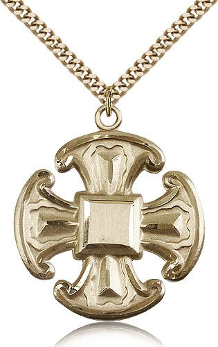 Cross Pendant, Gold Filled - 24&quot; 2.4mm Gold Plated Endless Chain