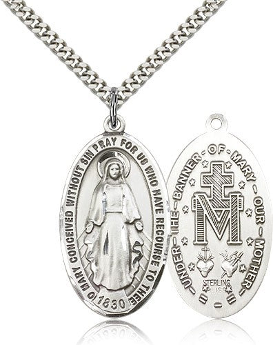 Miraculous Medal Sterling Silver for Men