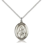 St. Rita of Cascia Medal, Sterling Silver, Medium - 18&quot; 1.2mm Sterling Silver Chain + Clasp