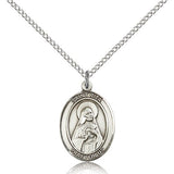 St. Rita of Cascia Medal, Sterling Silver, Medium - 18&quot; 1.2mm Sterling Silver Chain + Clasp