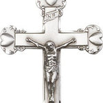 Crucifix Pendant, Sterling Silver - 24&quot; 2.4mm Rhodium Plate Endless Chain