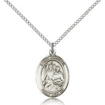 St. Raphael the Archangel Medal, Sterling Silver, Medium - 18&quot; 1.2mm Sterling Silver Chain + Clasp