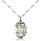 St. Raphael the Archangel Medal, Sterling Silver, Medium - 18&quot; 1.2mm Sterling Silver Chain + Clasp