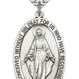 Miraculous Medal, Sterling Silver - 24&quot; 2.4mm Rhodium Plate Endless Chain
