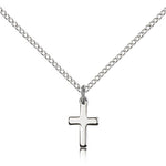 Cross Pendant, Sterling Silver - 18&quot; 1.2mm Sterling Silver Chain + Clasp