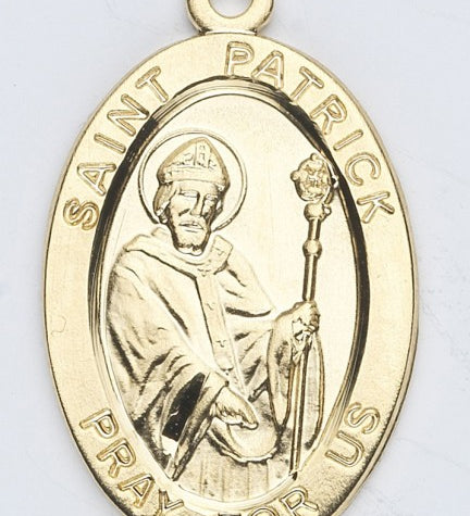 St. Patrick Pendant Oval, 16 Karat Gold Over Sterling Silver with Chain - Gold-tone