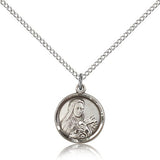 St. Theresa Medal, Sterling Silver - 18&quot; 1.2mm Sterling Silver Chain + Clasp