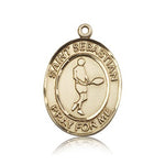 St. Sebastian Tennis Medal, 14 Karat Gold, Large - 14 KT Yellow Gold