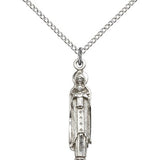 Madonna and Child Medal, Sterling Silver - 18&quot; 1.2mm Sterling Silver Chain + Clasp