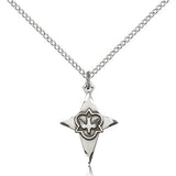 Cross Pendant, Sterling Silver - 18&quot; 1.2mm Sterling Silver Chain + Clasp