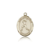 St. Christopher Softball Medal, 14 Karat Gold, Medium - 14 KT Yellow Gold
