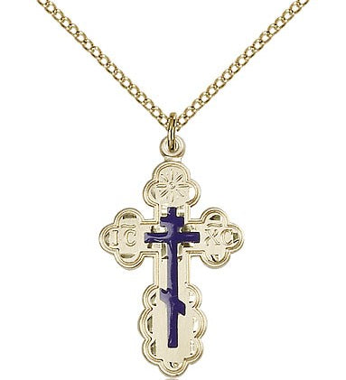 St. Olga Cross Pendant, Gold Filled - Gold-tone