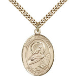 St. Perpetua Medal, Gold Filled, Large - 24&quot; 2.4mm Gold Plated Chain + Clasp