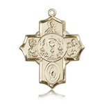 5 Way Cross Pendant, 14 Karat Gold - 14 KT Yellow Gold