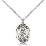 St. Timothy Medal, Sterling Silver, Medium - 18&quot; 1.2mm Sterling Silver Chain + Clasp