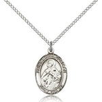 St. Maria Goretti Medal, Sterling Silver, Medium - 18&quot; 1.2mm Sterling Silver Chain + Clasp