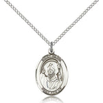 St. David of Wales Medal, Sterling Silver, Medium - 18&quot; 1.2mm Sterling Silver Chain + Clasp
