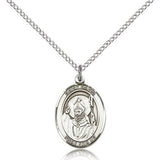 St. David of Wales Medal, Sterling Silver, Medium - 18&quot; 1.2mm Sterling Silver Chain + Clasp