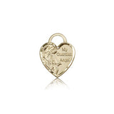 Guardian Angel Heart Medal, 14 Karat Gold - 14 KT Yellow Gold