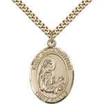 St. Bonaventure Medal, Gold Filled, Large - 24&quot; 2.4mm Gold Plated Chain + Clasp