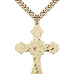 Cross Pendant, Gold Filled - 24&quot; 2.4mm Gold Plated Endless Chain