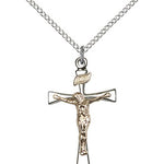 Maltese Crucifix Pendant, Two-Tone - 18&quot; 1.2mm Sterling Silver Chain + Clasp