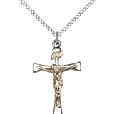 Maltese Crucifix Pendant, Two-Tone - 18&quot; 1.2mm Sterling Silver Chain + Clasp