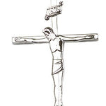 Crucifix Pendant, Sterling Silver - 24&quot; 2.4mm Rhodium Plate Endless Chain