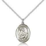 St. William of Rochester Medal, Sterling Silver, Medium - 18&quot; 1.2mm Sterling Silver Chain + Clasp