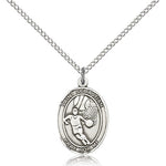 St. Sebastian Basketball Medal, Sterling Silver, Medium - 18&quot; 1.2mm Sterling Silver Chain + Clasp