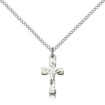 Cross Pendant, Sterling Silver - 18&quot; 1.2mm Sterling Silver Chain + Clasp