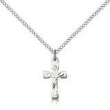Cross Pendant, Sterling Silver - 18&quot; 1.2mm Sterling Silver Chain + Clasp