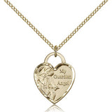 Guardian Angel Heart Medal, Gold Filled - Gold-tone