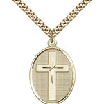 Cross Pendant, Gold Filled - 24&quot; 2.4mm Gold Plated Endless Chain