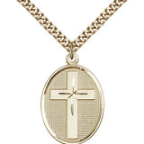 Cross Pendant, Gold Filled - 24&quot; 2.4mm Gold Plated Endless Chain